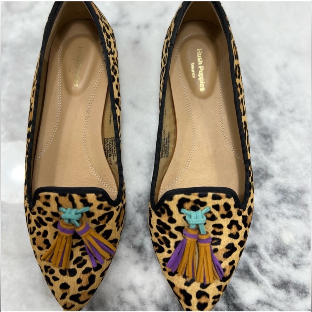 NWOT Hush Puppies | Sadie Tassel Slip-on Leopard Flats Women's 8.5